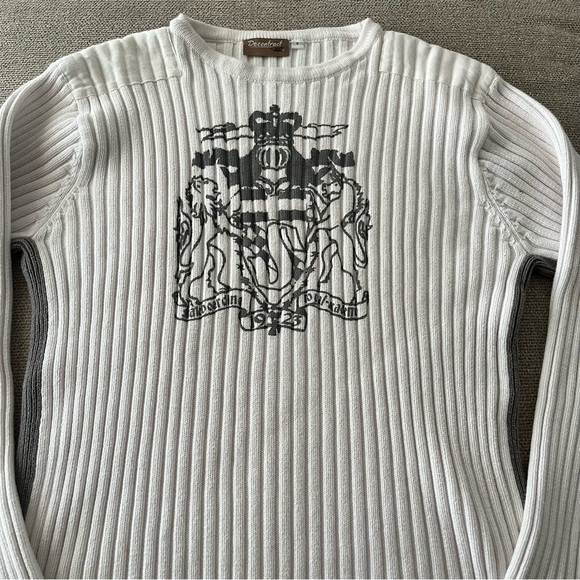 Grunge graphic ribbed sweater w grey panel - Picture 2 of 7